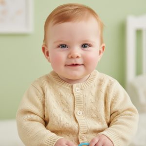 Taupe Cable Knit Cardigan – by Nursery Time (Newborn–9 Months)