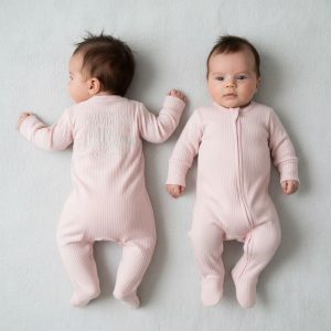 Pink “Welcome” Ribbed Zipped All-In-One – by Little Dreams (0–9 Months)