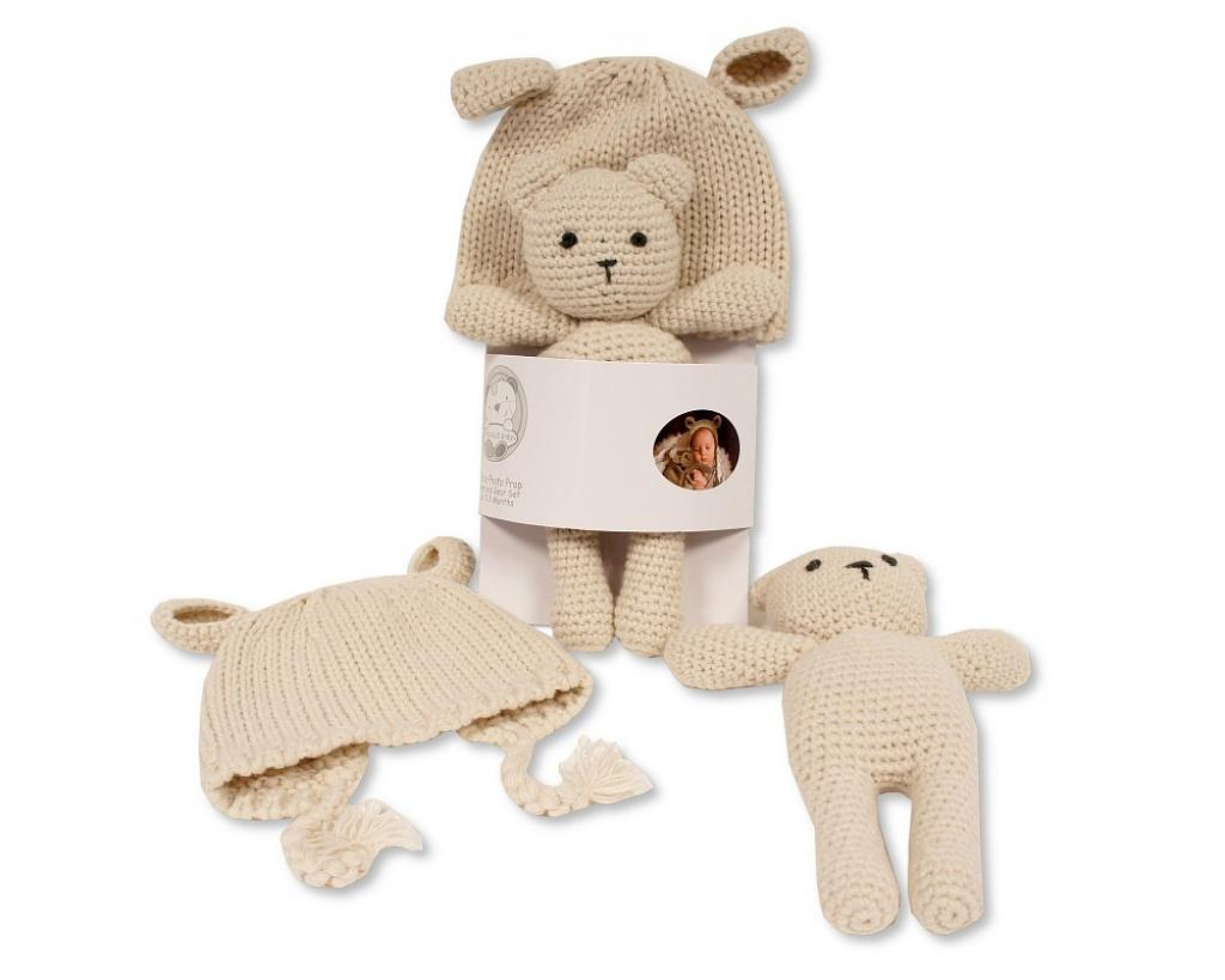 Knit Bonnet and Teddy Set – by Snuggle Baby (0–3 Months) - Image 2