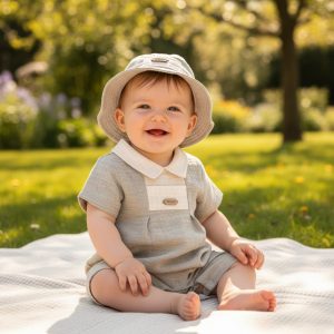 Hemp Sage Romper – by Tongs Baby (0–9 Months)