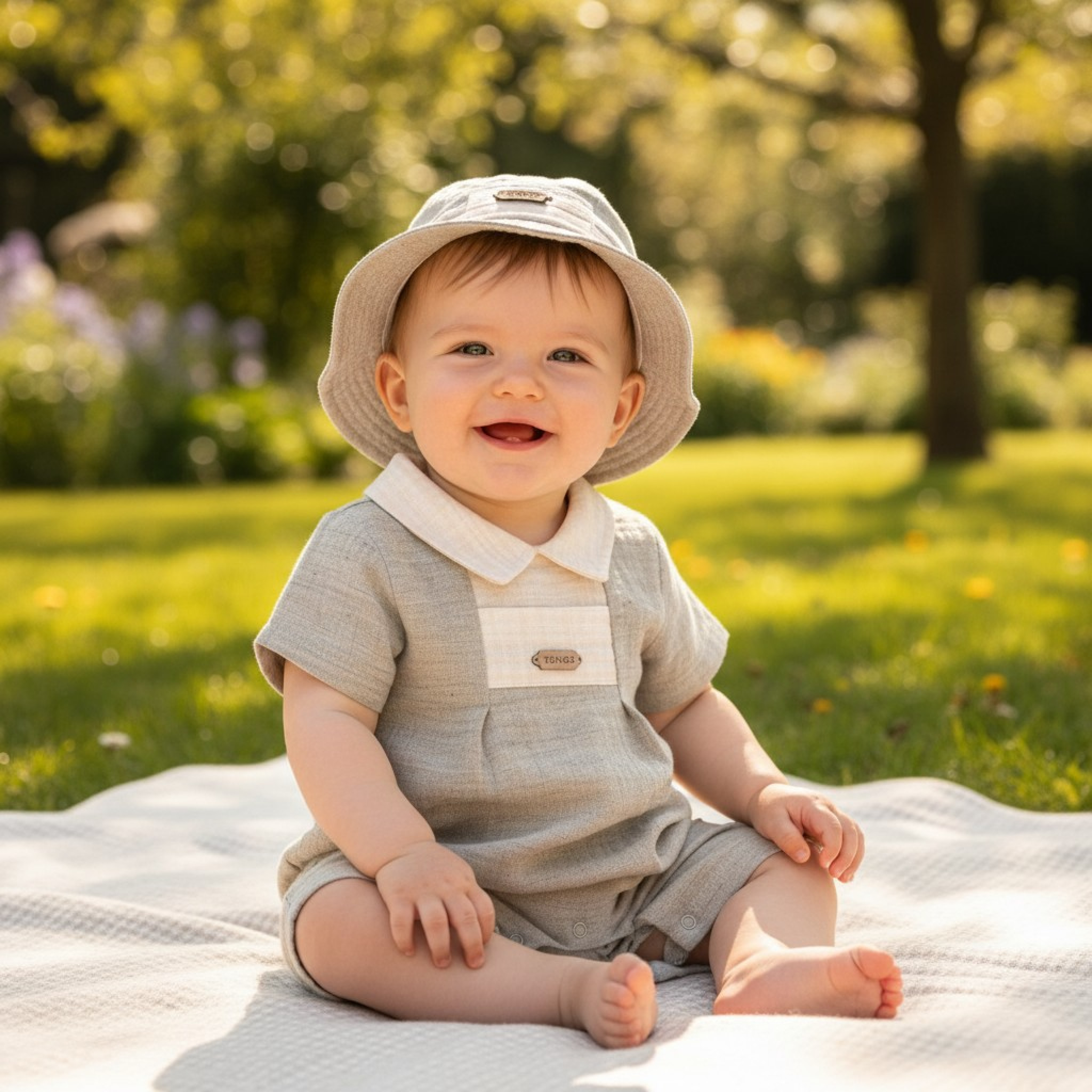 Hemp Sage Romper – by Tongs Baby (0–9 Months)