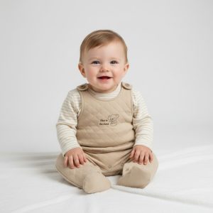 Quilted New to the World Dungaree Set – by My Little Chick (Newborn–6 Months)