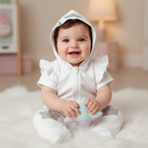 Crown Zipped Romper – by Visara & Vivaki (0–12 Months)