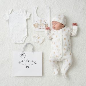 “Play Time” 5 Piece Layette Set – by Rock a Bye Boutique (Newborn–6 Months)