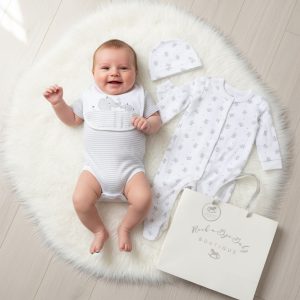 “Elephant 5 Piece Layette Set – by Rock a Bye Boutique (Newborn –6 Months)
