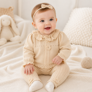 Knitted Frilled 2-Piece Set – by Rock-a-Bye Baby (3–12 Months) LAST ONE‼️
