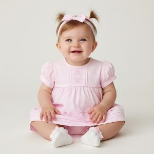 Pink Butterfly Dress with Pants and Headband – by Rock a Bye Boutique (9–12 Months) LAST ONE‼️