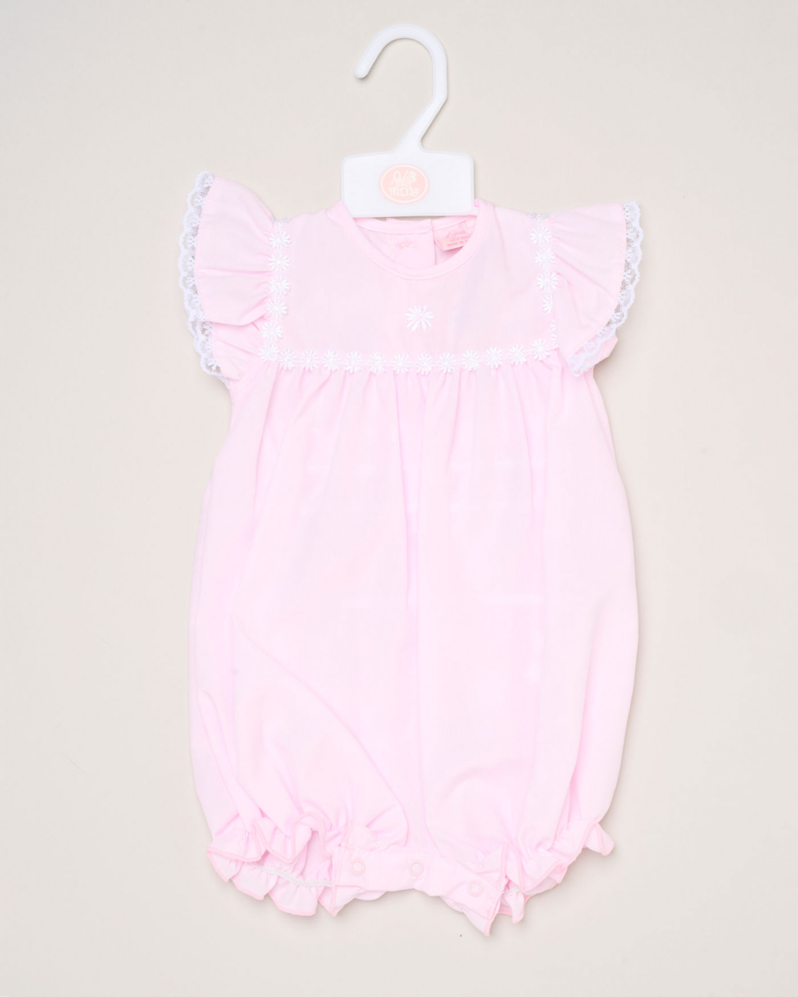 Blue or Pink Daisy Woven Romper – by Rock a Bye Boutique (0–9 months) - Image 6
