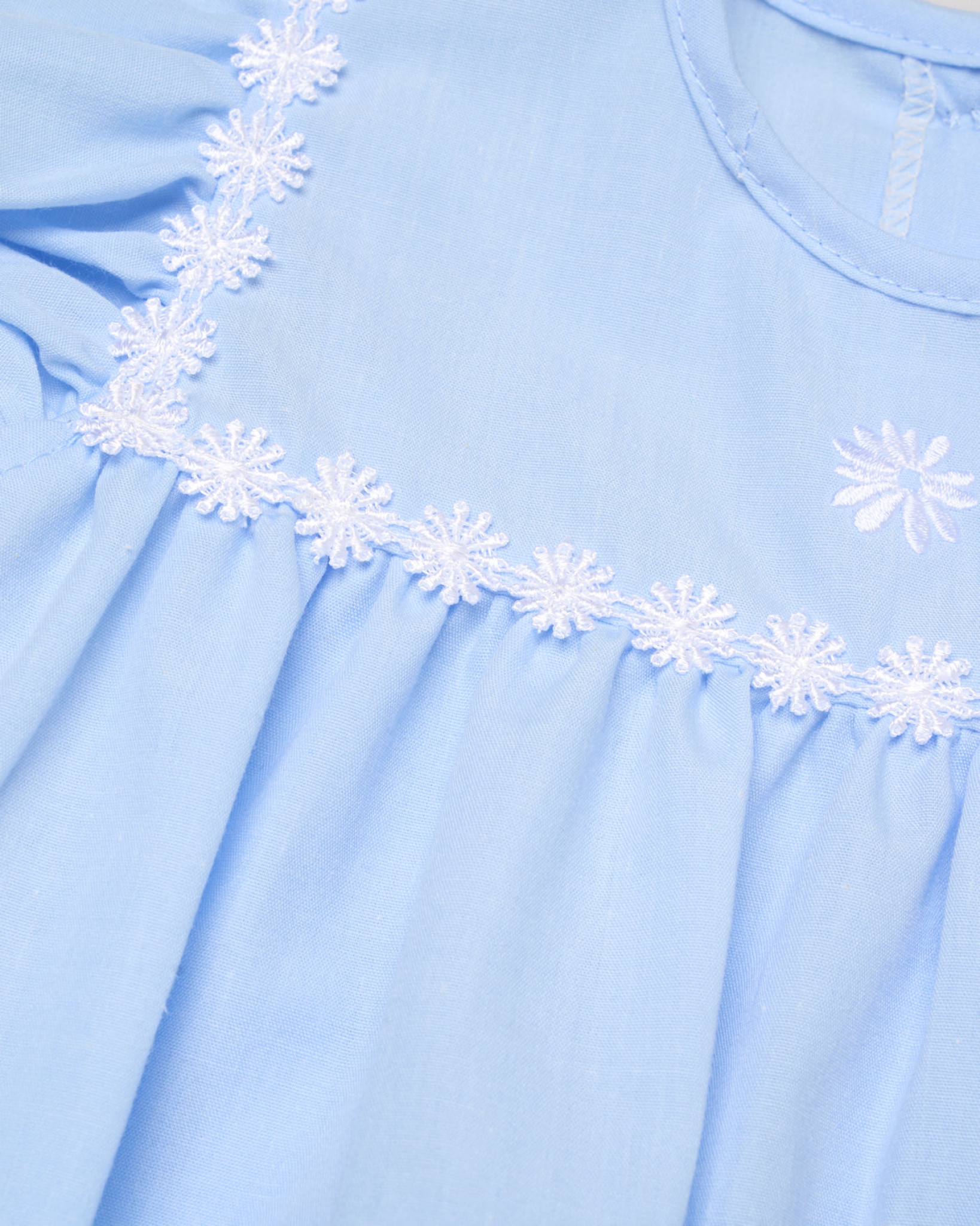 Blue or Pink Daisy Woven Romper – by Rock a Bye Boutique (0–9 months) - Image 5