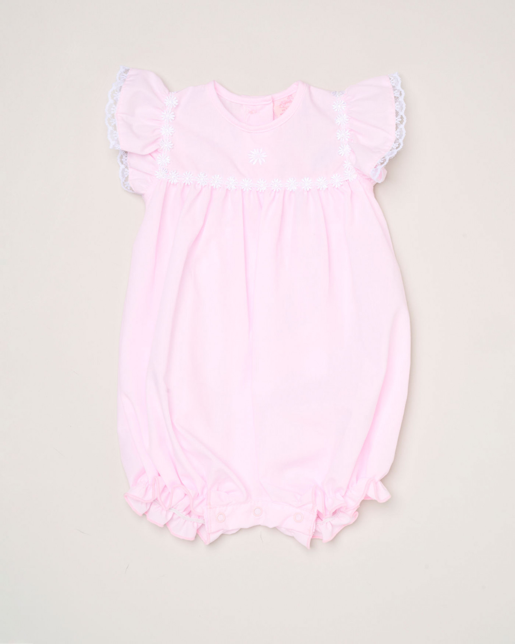 Blue or Pink Daisy Woven Romper – by Rock a Bye Boutique (0–9 months) - Image 7