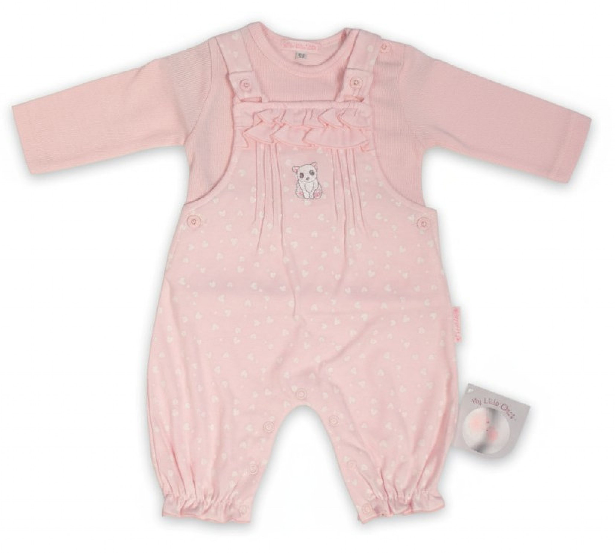 “Bear and Hearts” Dungaree Set – by My Little Chick (Newborn –3 months) - Image 2
