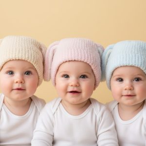 Knitted Chenille Bunny Ear Hat– by Pesci Baby (0–6 Months)