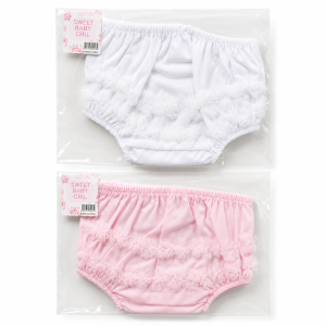 Frilly Pants with Lace – by Soft Touch (6–18 Months)