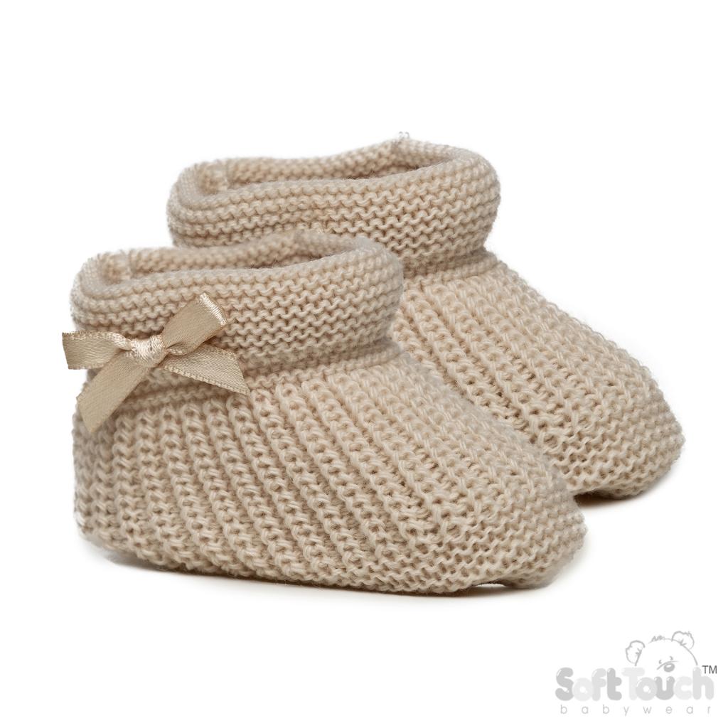 Biscuit Bow Knit Booties – by Soft Touch (Newborn+) - Image 2