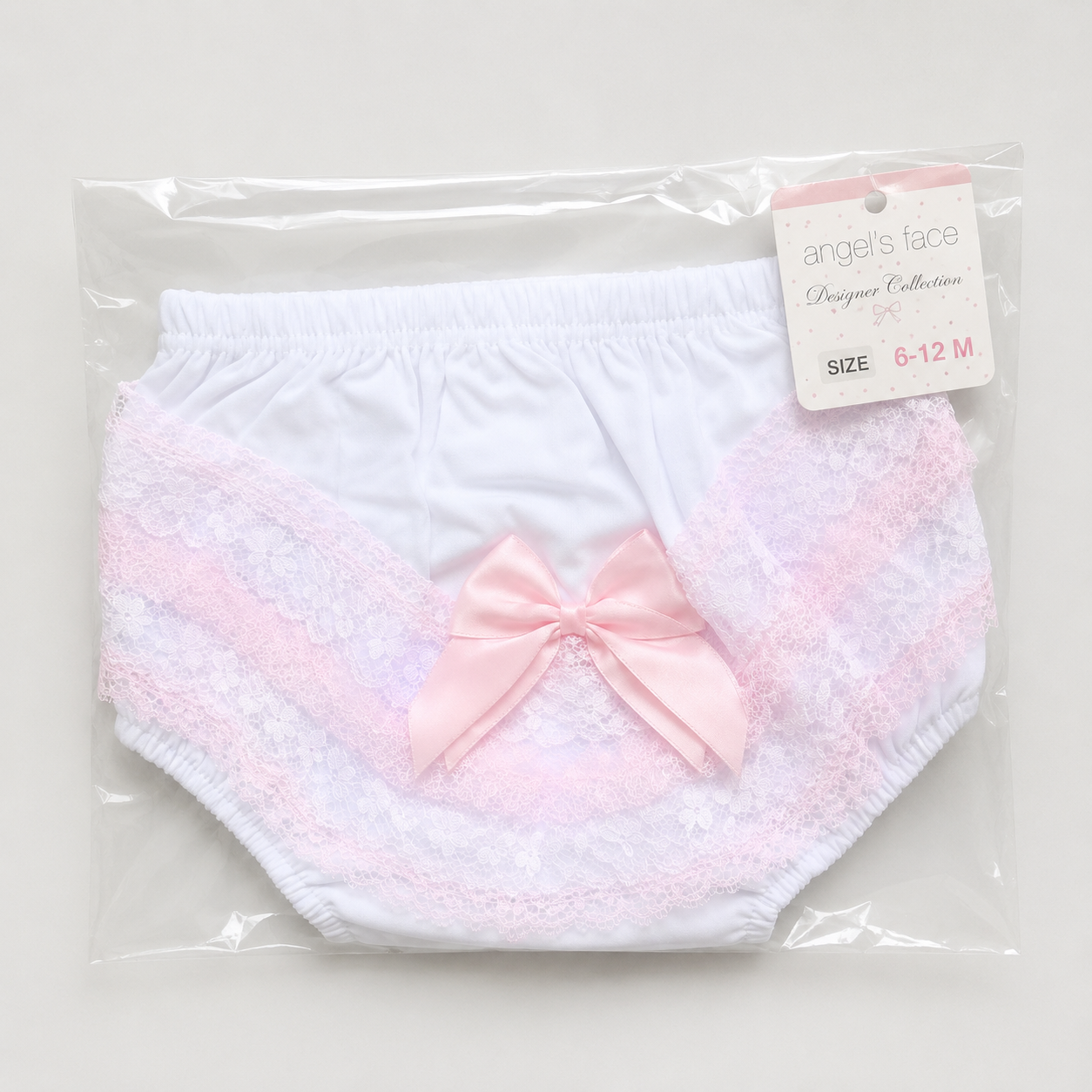 Pink Floral Lace Frilly Pants – by Soft Touch (0–18 Months)