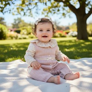 Pink Floral Pointelle Overall Set – by Tongs Baby (3–12 Months)