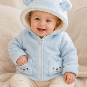 Blue Teddy Snug Fleece Jacket – by Pure & Soft (6–12 months)